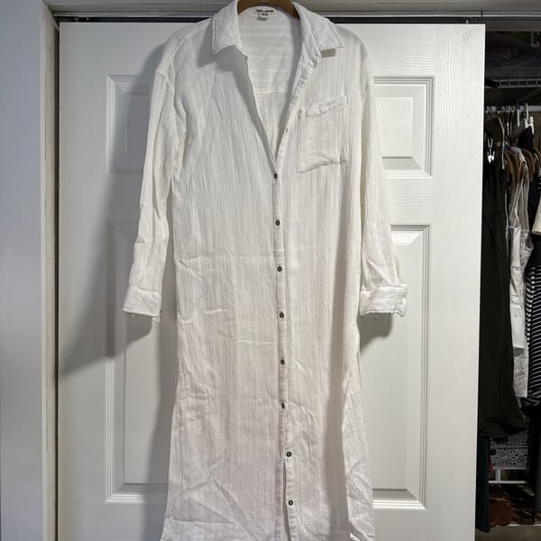 Billabong Women's Wavey Daze Cotton Gauze Maxi Shirt Dress Cover Up