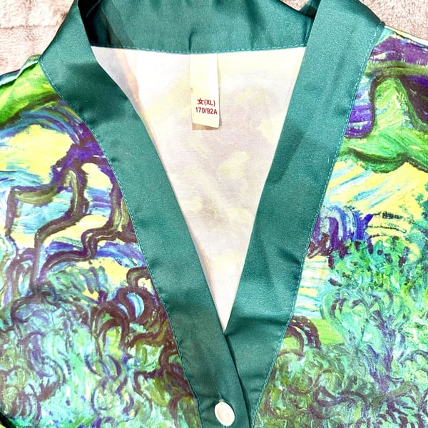 Van Gogh 'Irises' Print Pajama Set Two-Pc. Leisure Wear XL Fits like Small or Medium