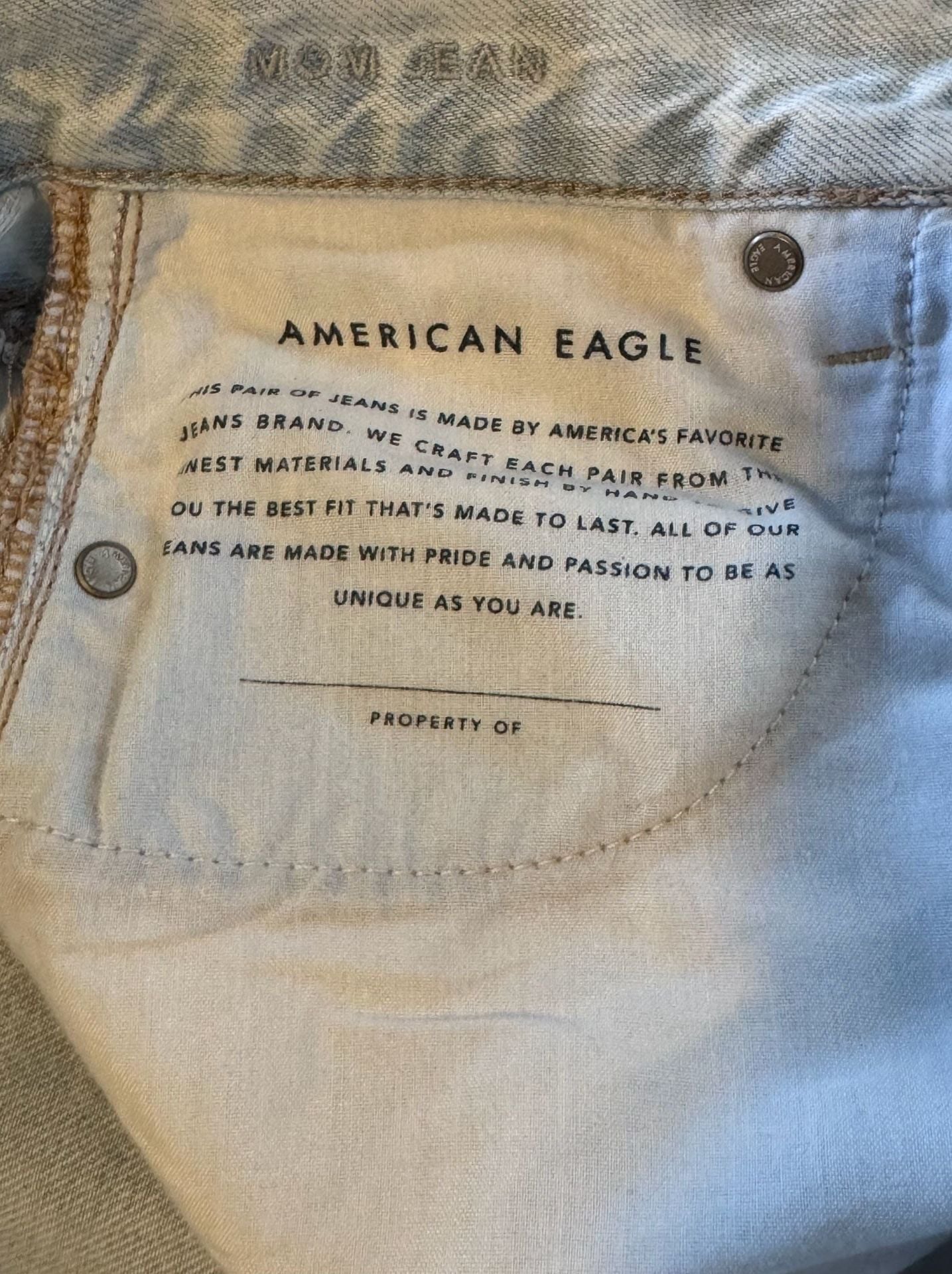 American Eagle Outfitters High-Rise Distressed Mom Jeans Size 2 8