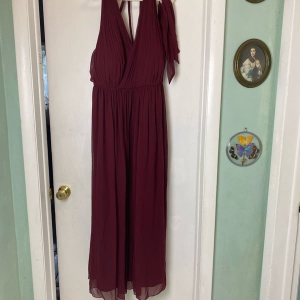 AZAZIE Wine Chiffon Multi-Way Crisscross High-Neck Maxi Bridesmaid Dress XL
