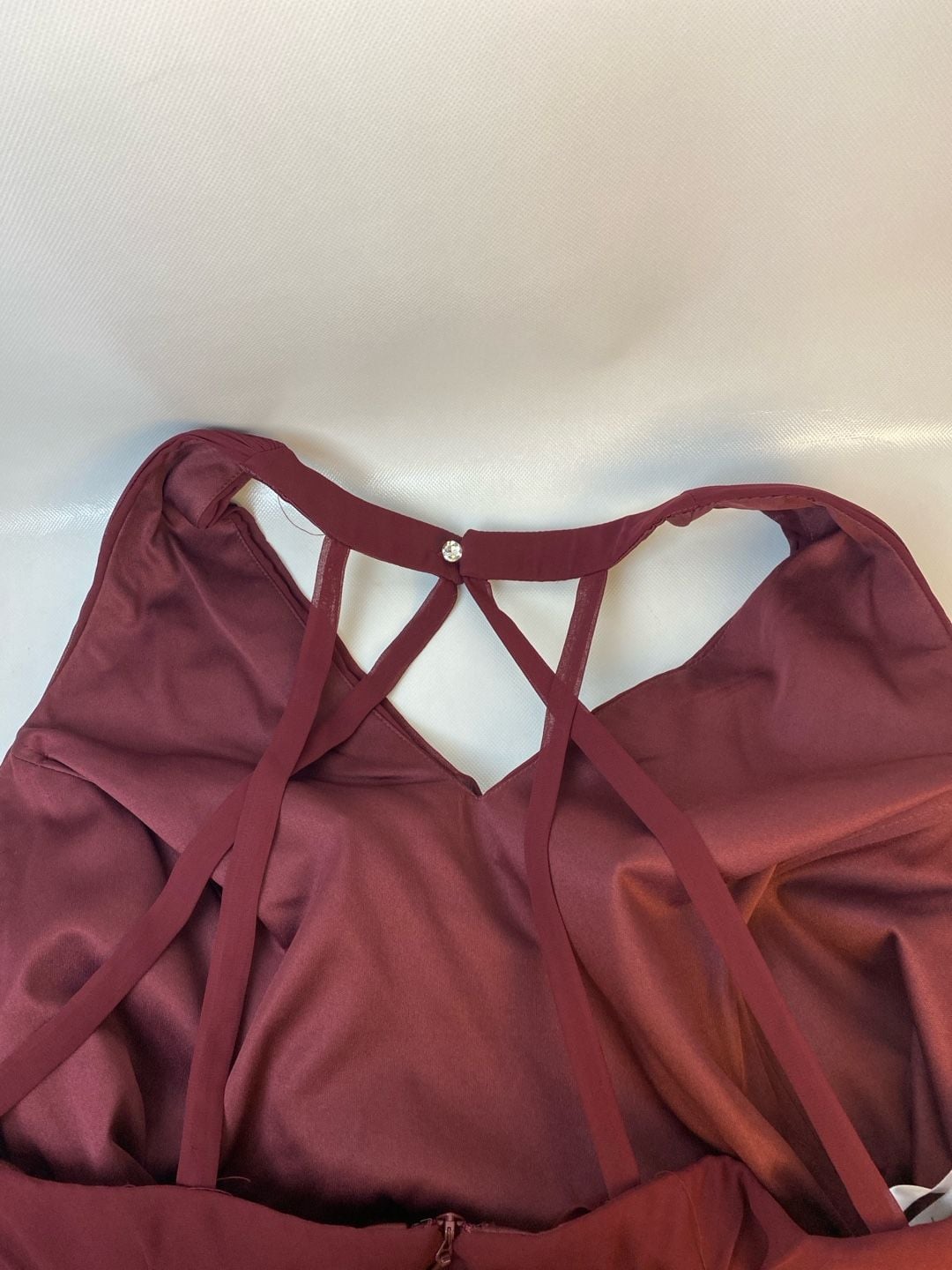 AZAZIE Wine Chiffon Multi-Way Crisscross High-Neck Maxi Bridesmaid Dress XL 6