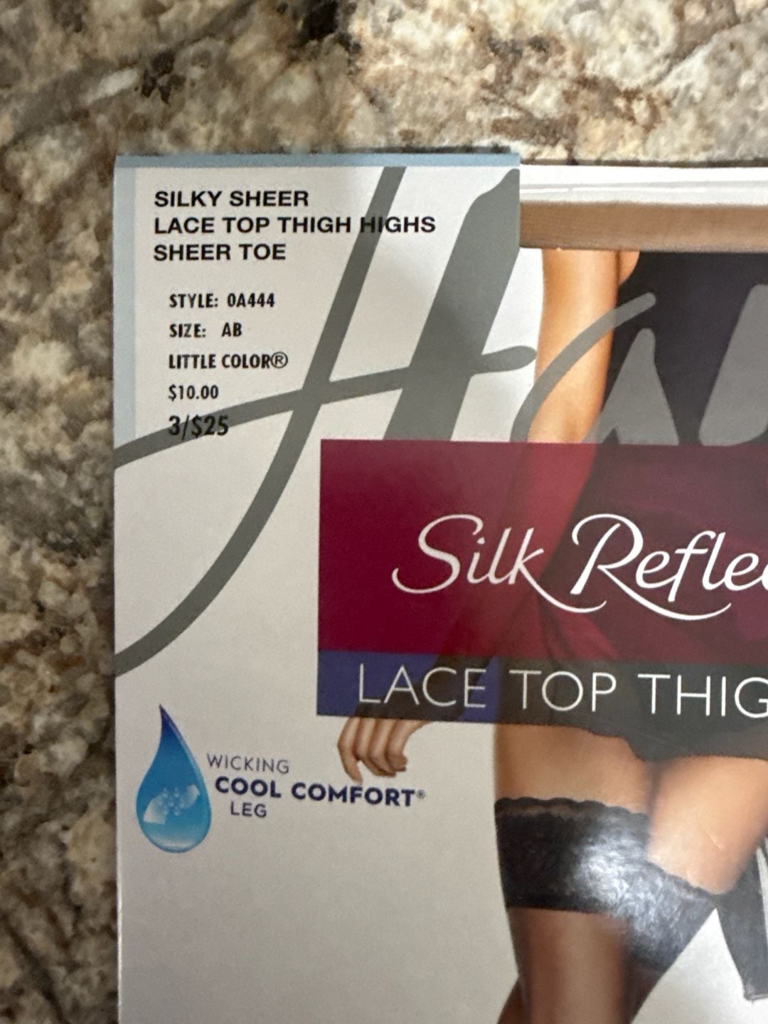 Lot of 2 Hanes Silk Reflections Thigh Highs: 1 Lace Top Style 0A444 and 1 Silky Sheer Style 720 Size AB 3