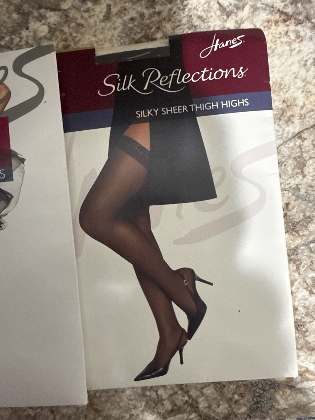 Lot of 2 Hanes Silk Reflections Thigh Highs: 1 Lace Top Style 0A444 and 1 Silky Sheer Style 720 Size AB 4