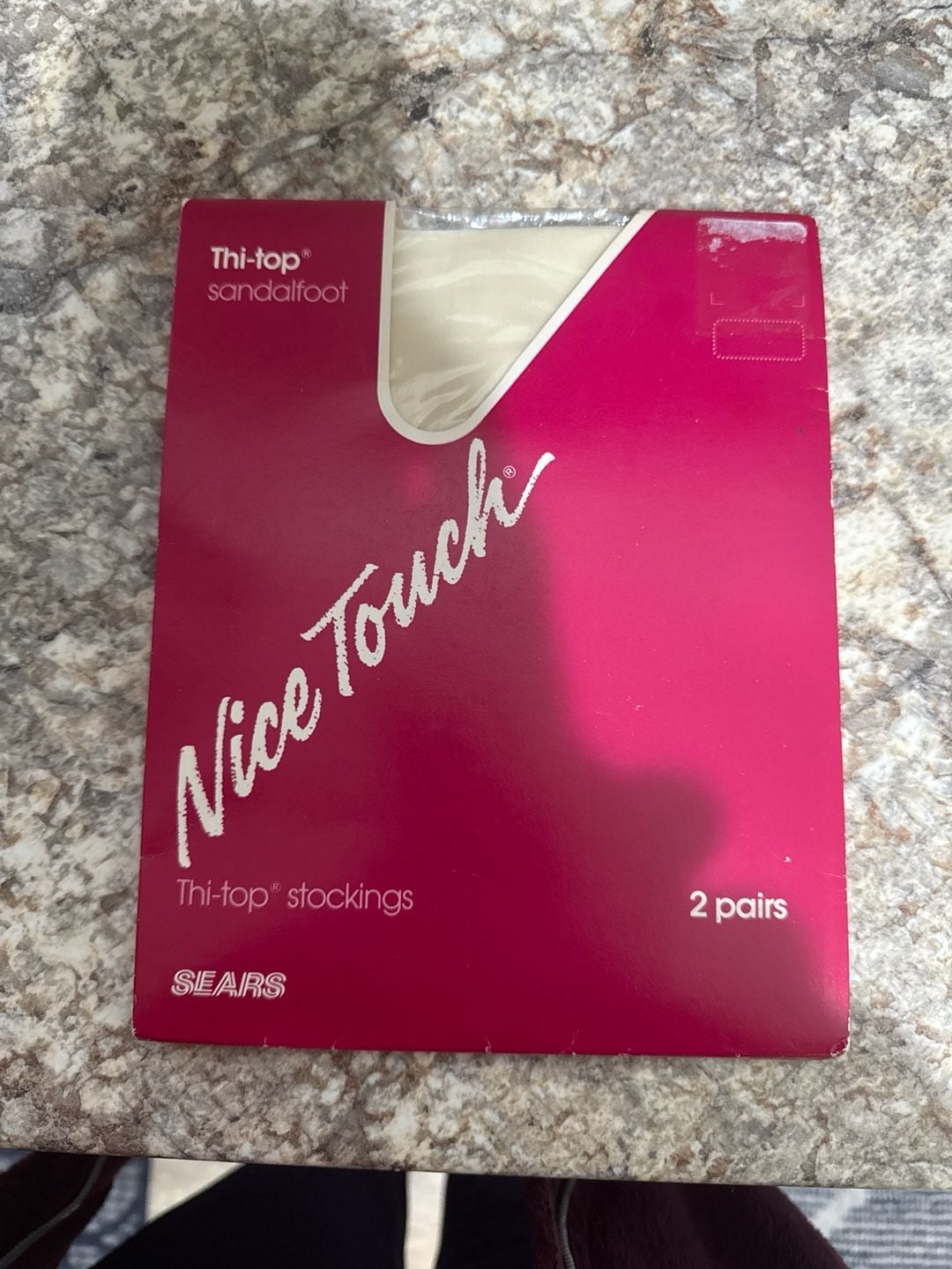 Vintage Sears Nice Touch Thi-top Sandalfoot Stockings 2 Pairs White 1