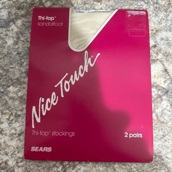 Vintage Sears Nice Touch Thi-top Sandalfoot Stockings 2 Pairs White