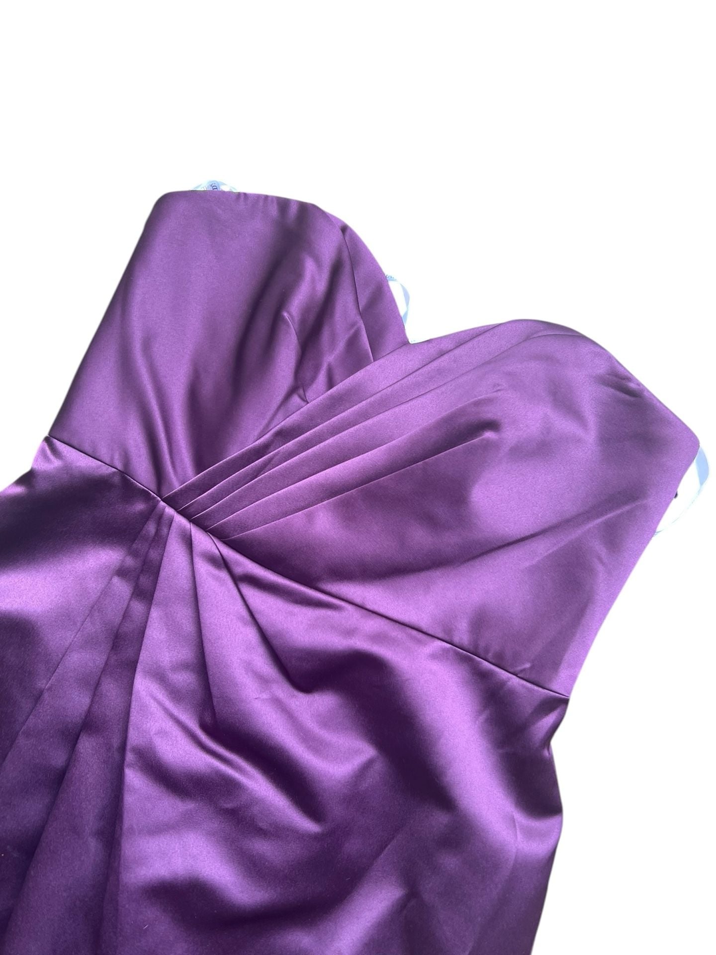 David's Bridal Purple Satin Strapless Pleated Cocktail Bridesmaid Dress Size 10 4
