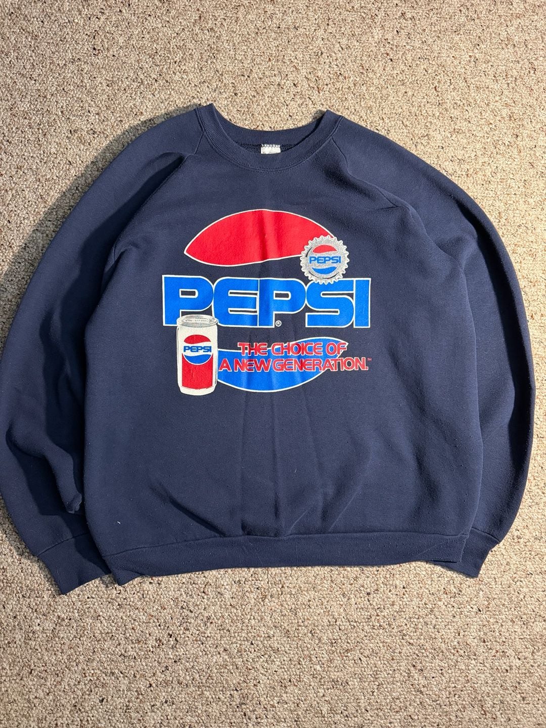 Vintage 80s Pepsi The Choice of a New Generation Navy Crewneck Sweatshirt XL 3
