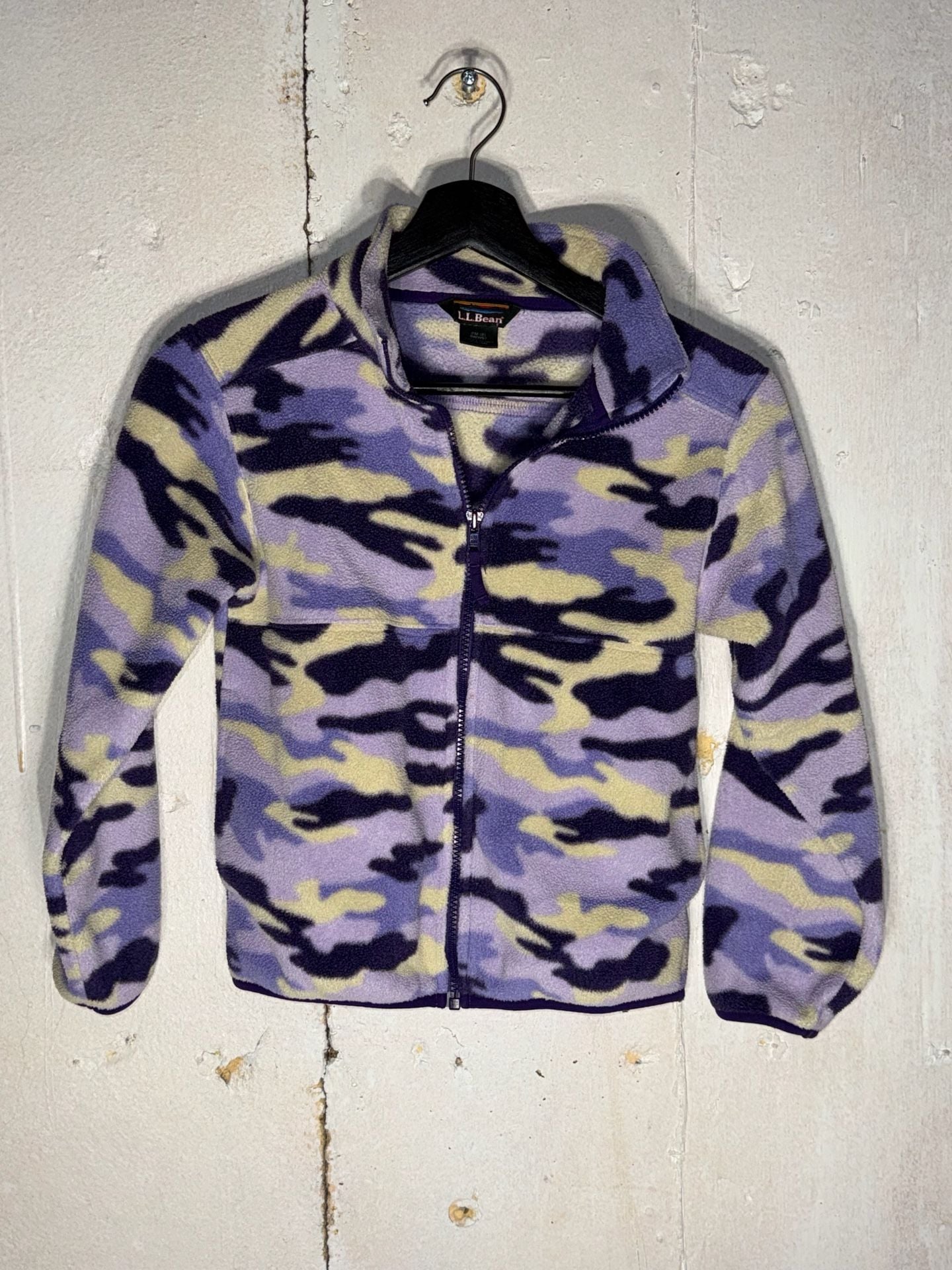 L.L.Bean Youth Girls Purple Camo Full Zip Fleece Jacket Size Small 8 2