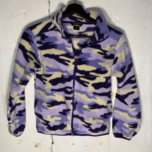 L.L.Bean Youth Girls Purple Camo Full Zip Fleece Jacket Size Small 8