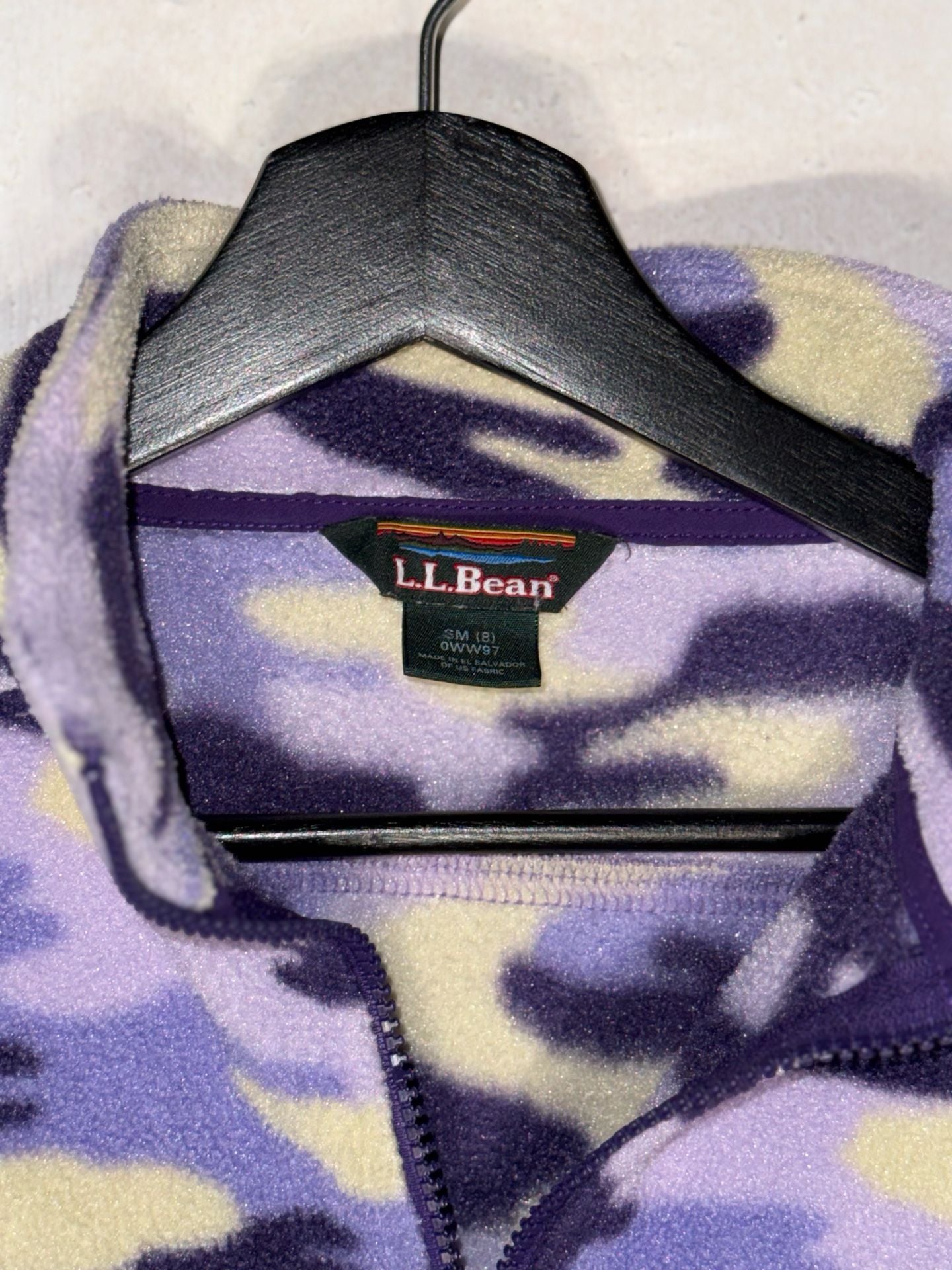 L.L.Bean Youth Girls Purple Camo Full Zip Fleece Jacket Size Small 8 3