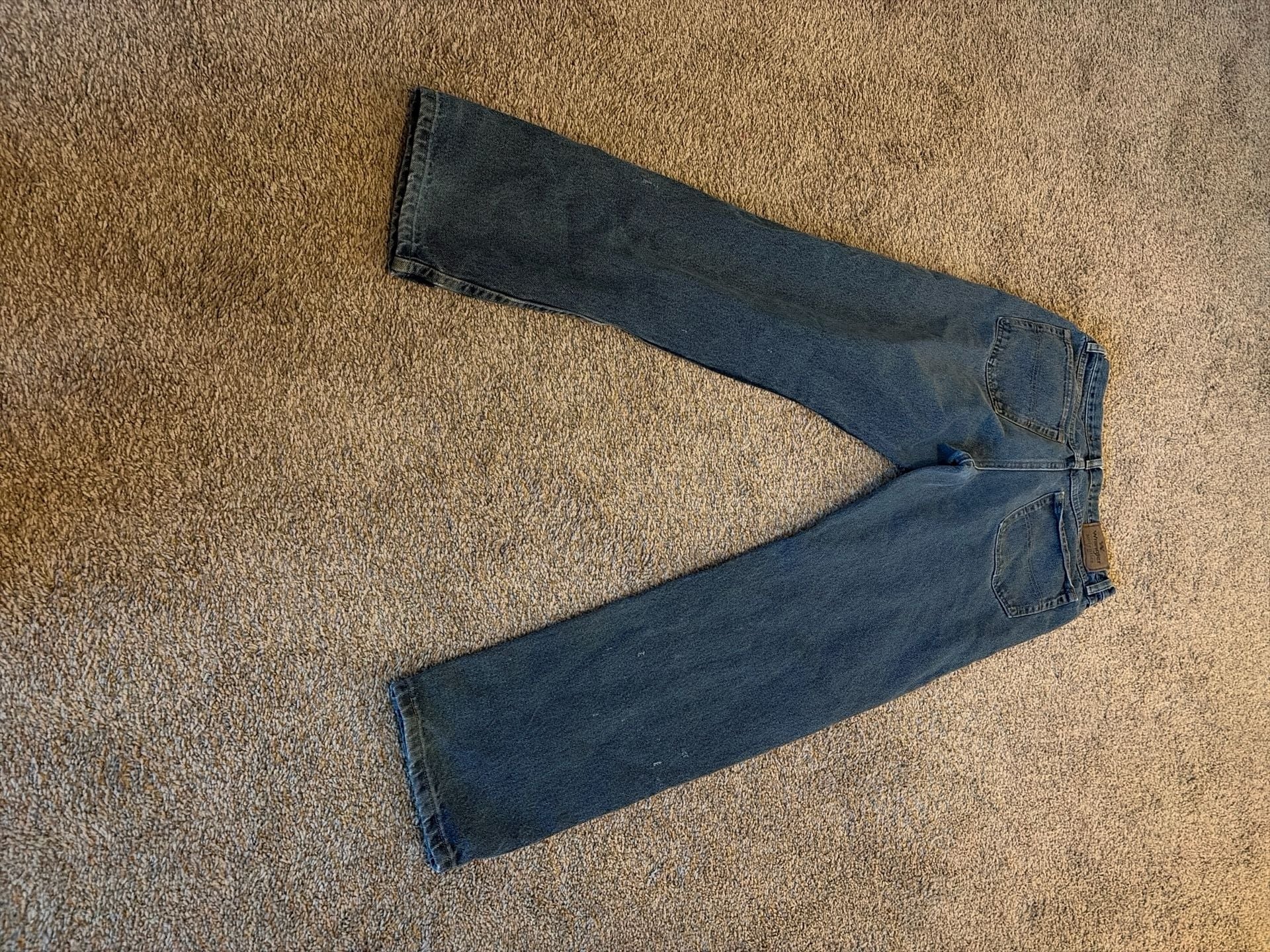 Wrangler Authentics Men's Distressed Relaxed Fit Jeans Size 32x34 Blue Denim 7