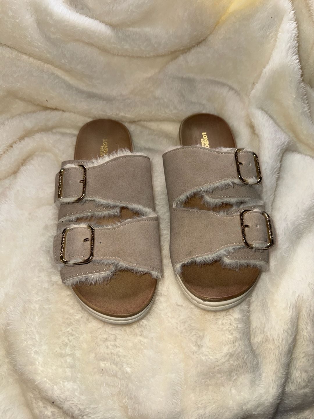 London Fog Lorraine Women's Faux-Fur Slide Sandals, 2