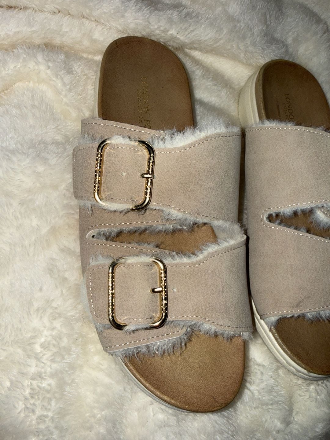 London Fog Lorraine Women's Faux-Fur Slide Sandals, 3