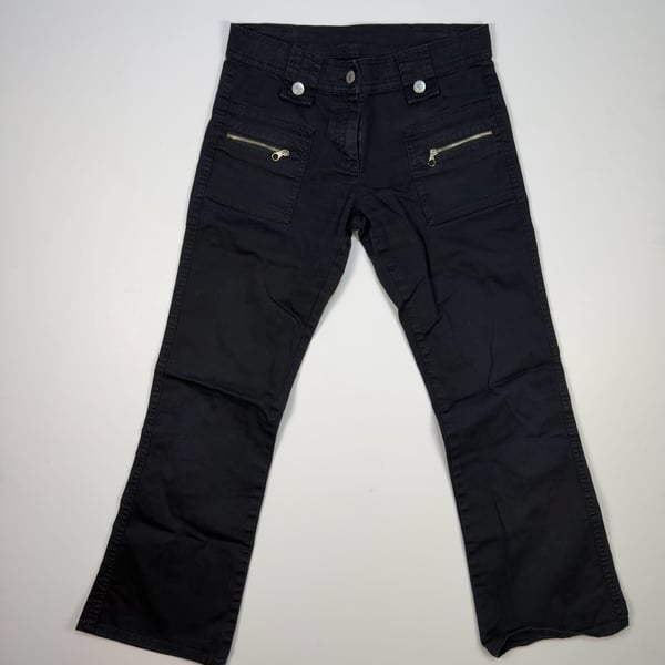 United Colors of Benetton Vintage Y2K Black Zip Pocket Bootcut Cargo Pants