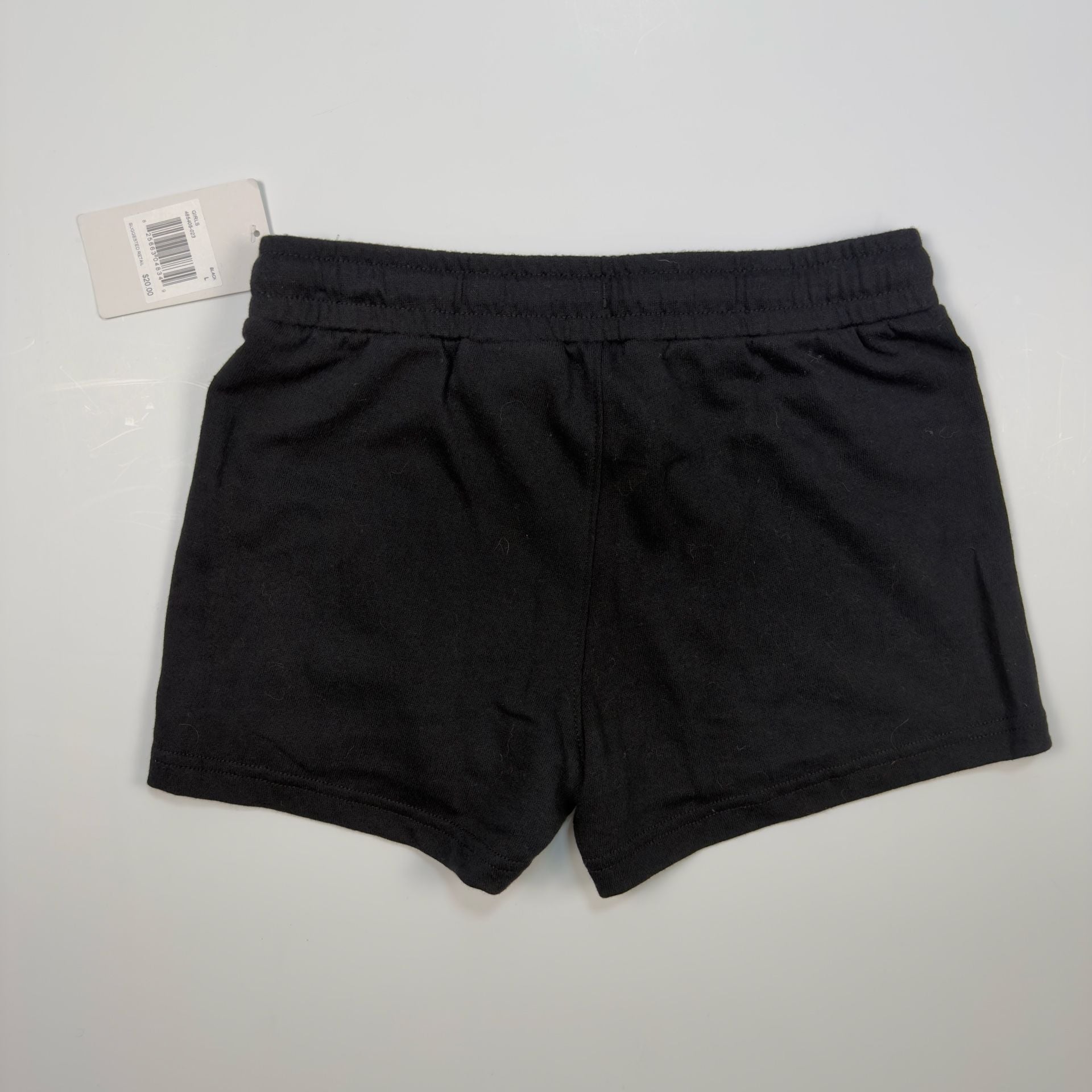Hurley Girls Black French Terry Knit Shorts with Pink Logo and Drawstring 5