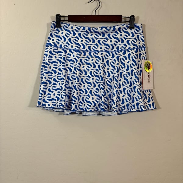X by Gottex Geo Royal Blue Golf and Tennis Ruffle Hem Skort