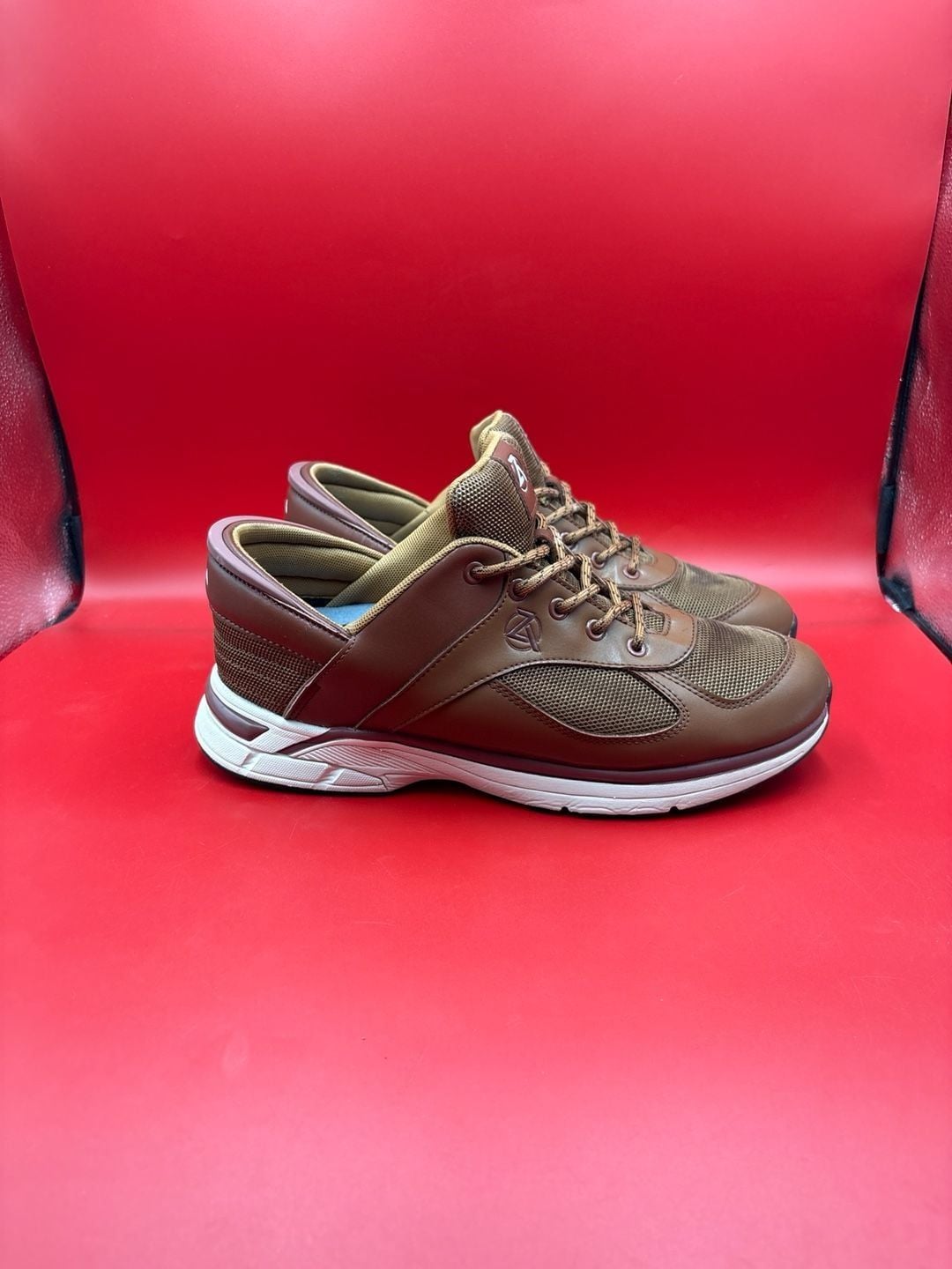 ZEBA Hands Free Men's Slip-On Sneakers Brown Leather Walking Shoes Size 12 4