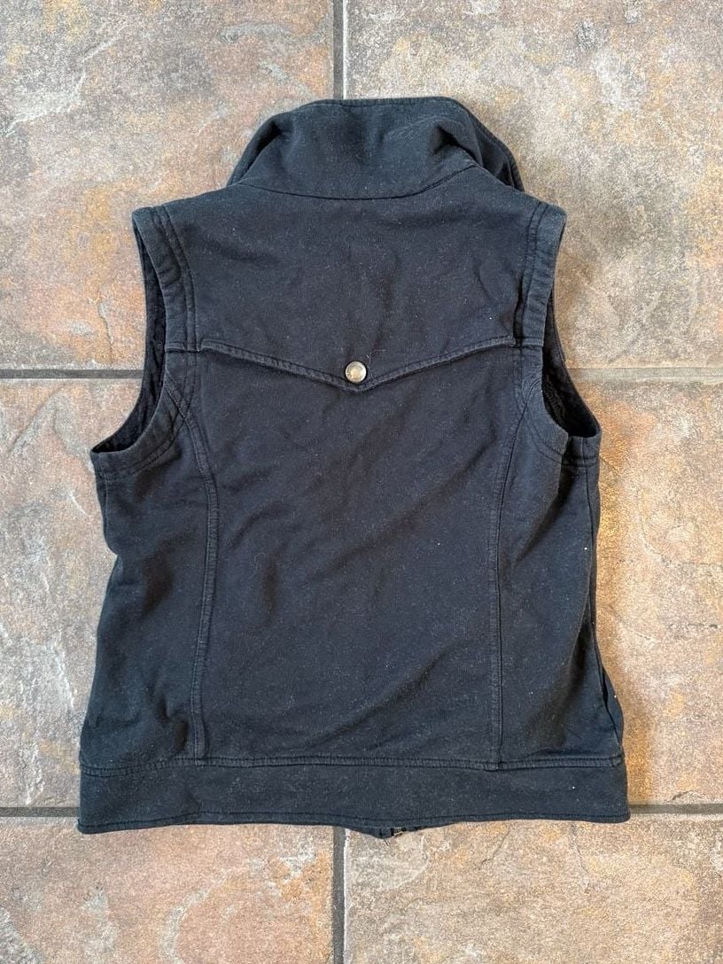 Juicy Couture Black Sleeveless Full-Zip Moto Style Fleece Vest 4