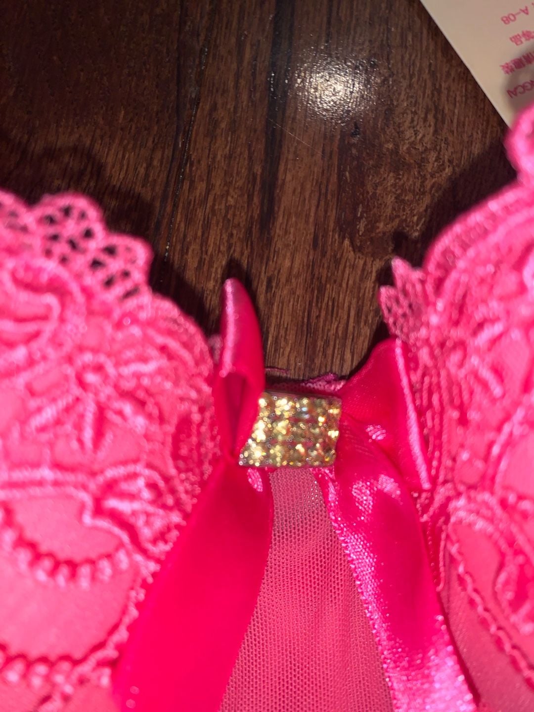 Y2K Hot Pink Babydoll Lingerie Rhinestone Lace Bust Sheer Mesh Nightie
5