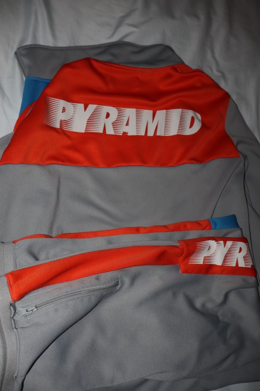 Black Pyramid Men's Grey, Red and Blue Athletic Tracksuit Set 2