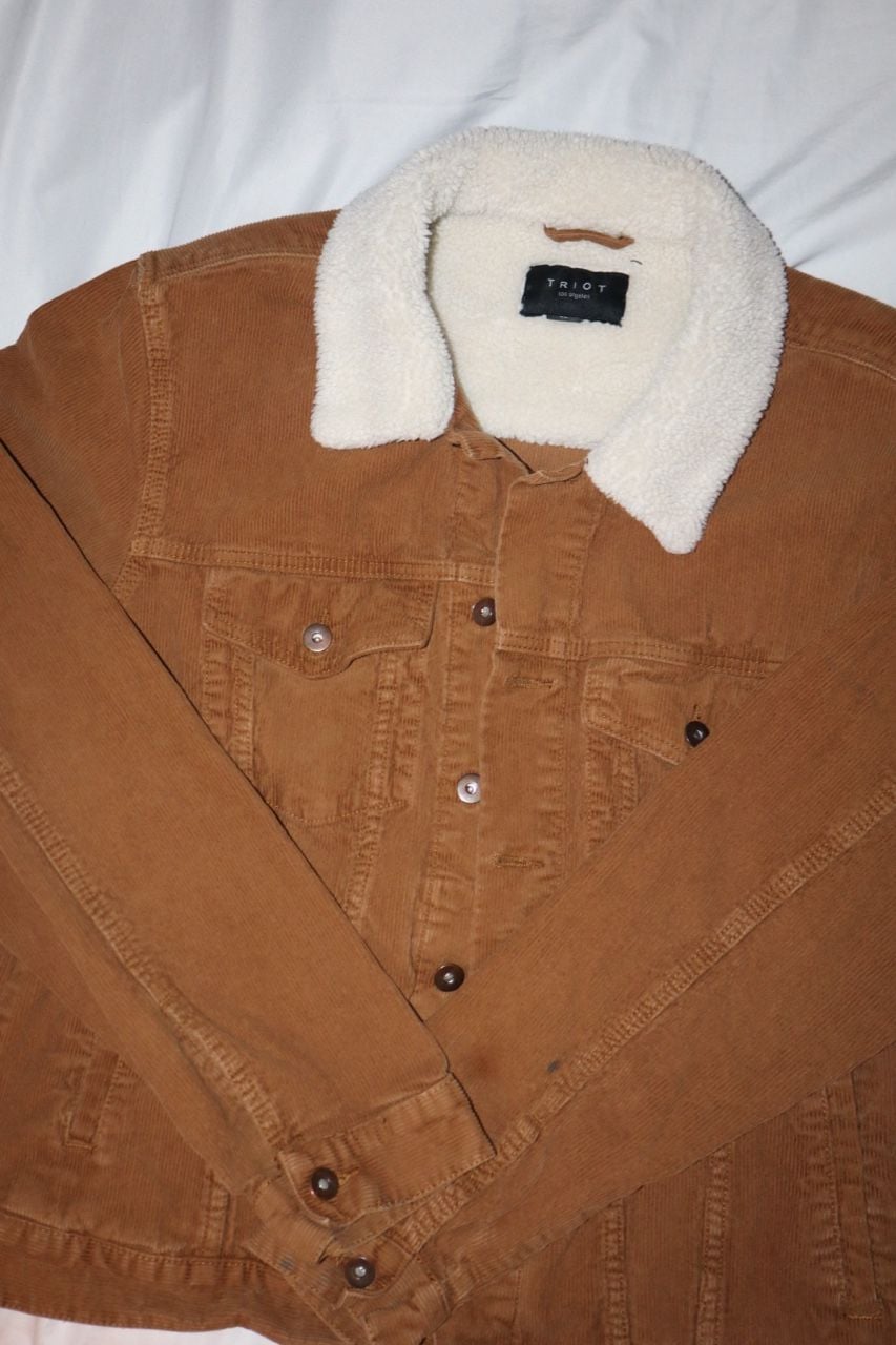 Triot Los Angeles Brown Corduroy Sherpa Lined Trucker Jacket 1