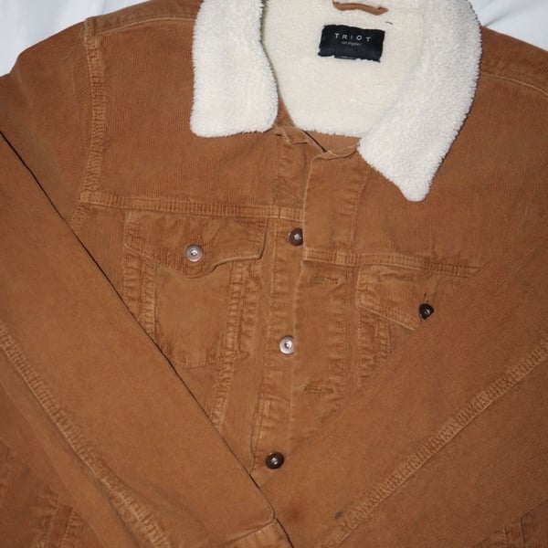 Triot Los Angeles Brown Corduroy Sherpa Lined Trucker Jacket