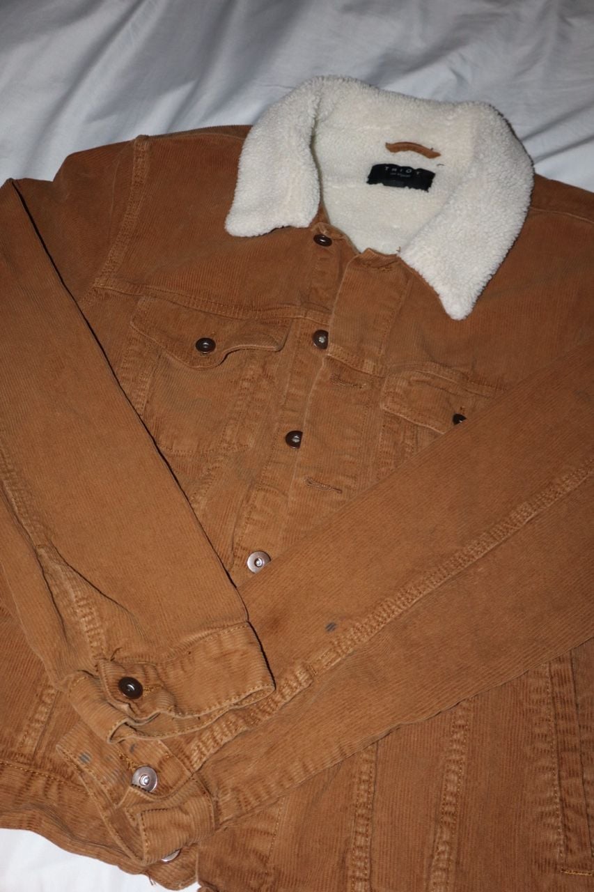 Triot Los Angeles Brown Corduroy Sherpa Lined Trucker Jacket 2