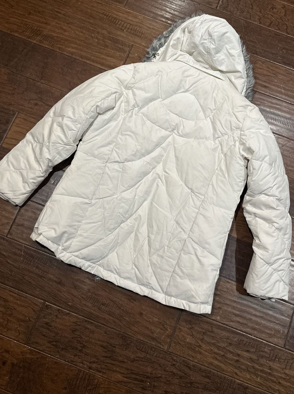 Free Country Power Down Series White Hooded Puffer Jacket with Faux Fur Trim 7