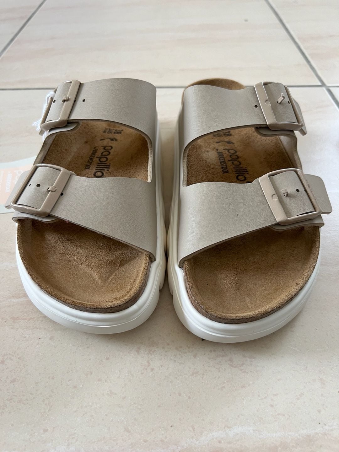 Papillio by Birkenstock Arizona Flex Platform Sandals in Eggshell 3