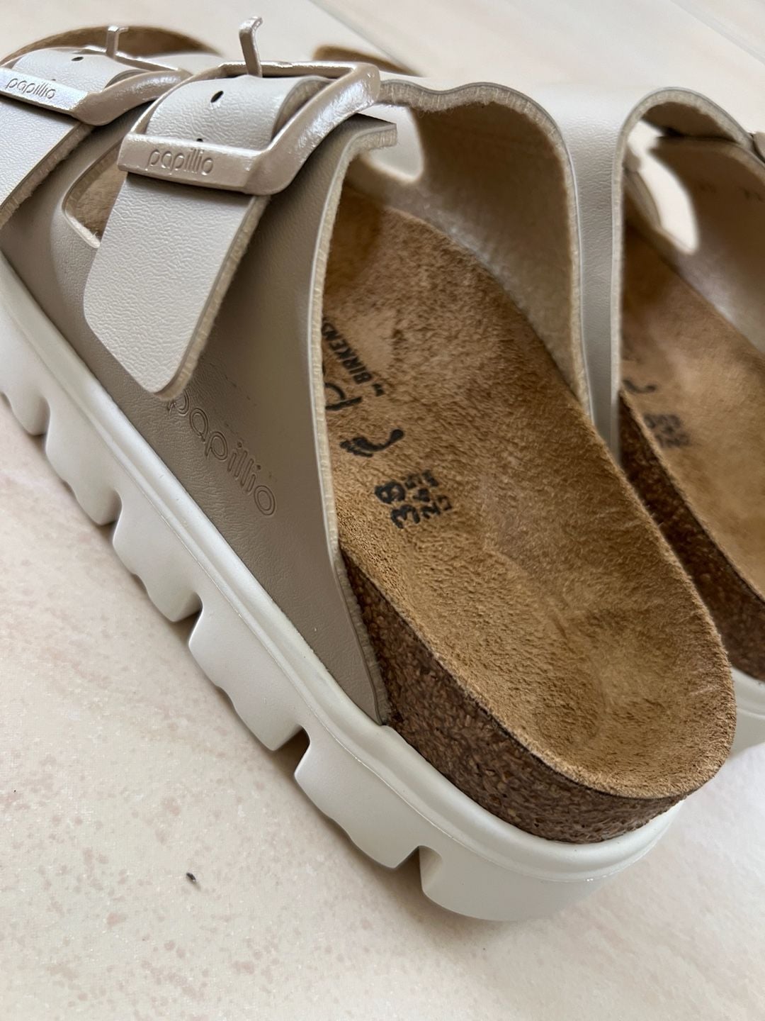 Papillio by Birkenstock Arizona Flex Platform Sandals in Eggshell 5