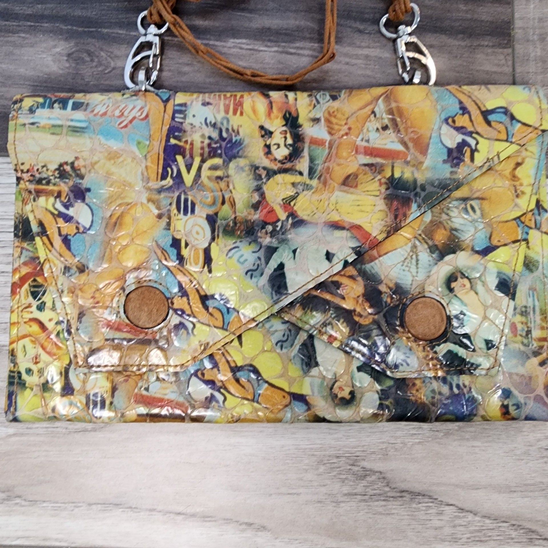 Esther Boken Vintage Embossed 'Bathing Beauty' Printed Leather Crossbody Bag 2