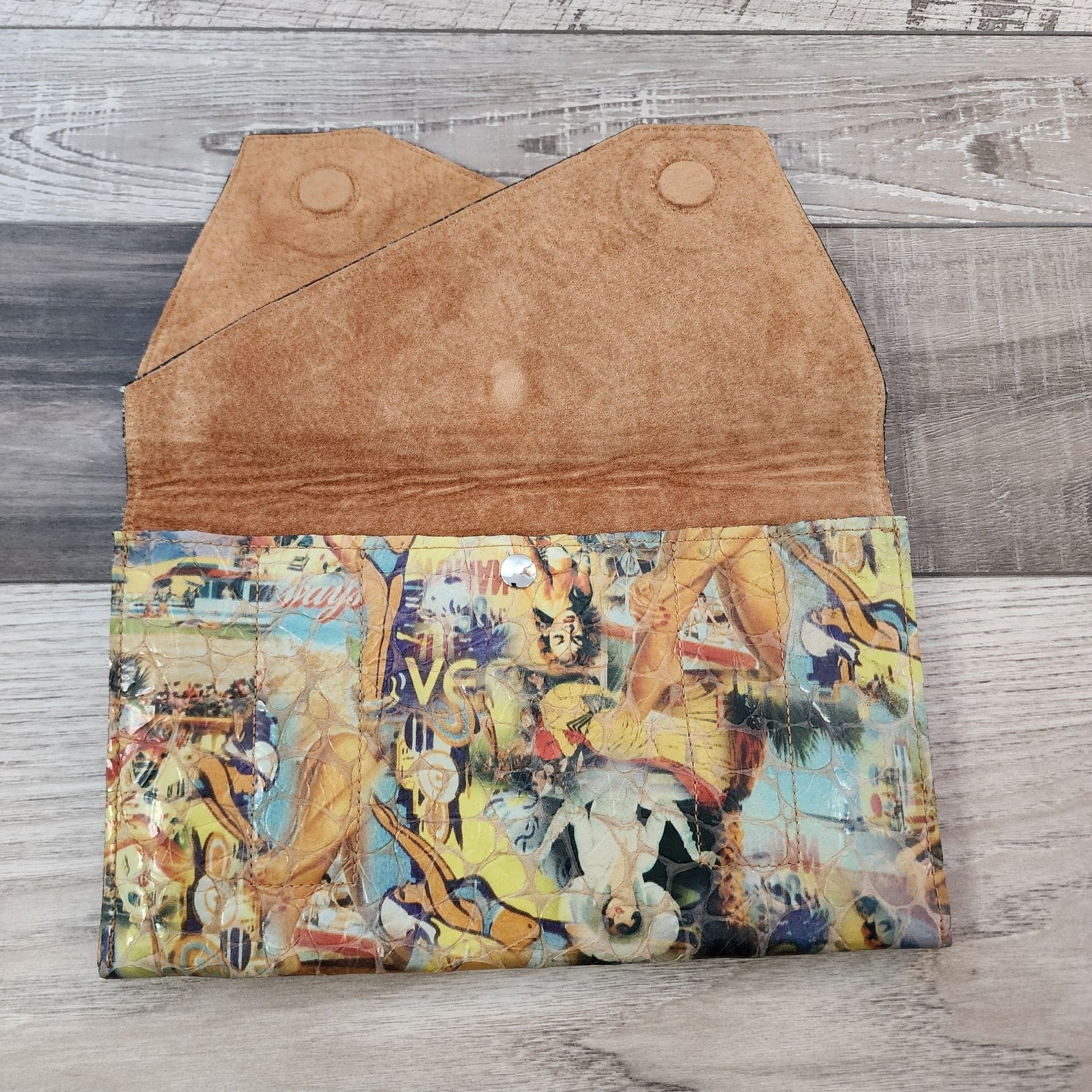 Esther Boken Vintage Embossed 'Bathing Beauty' Printed Leather Crossbody Bag 7