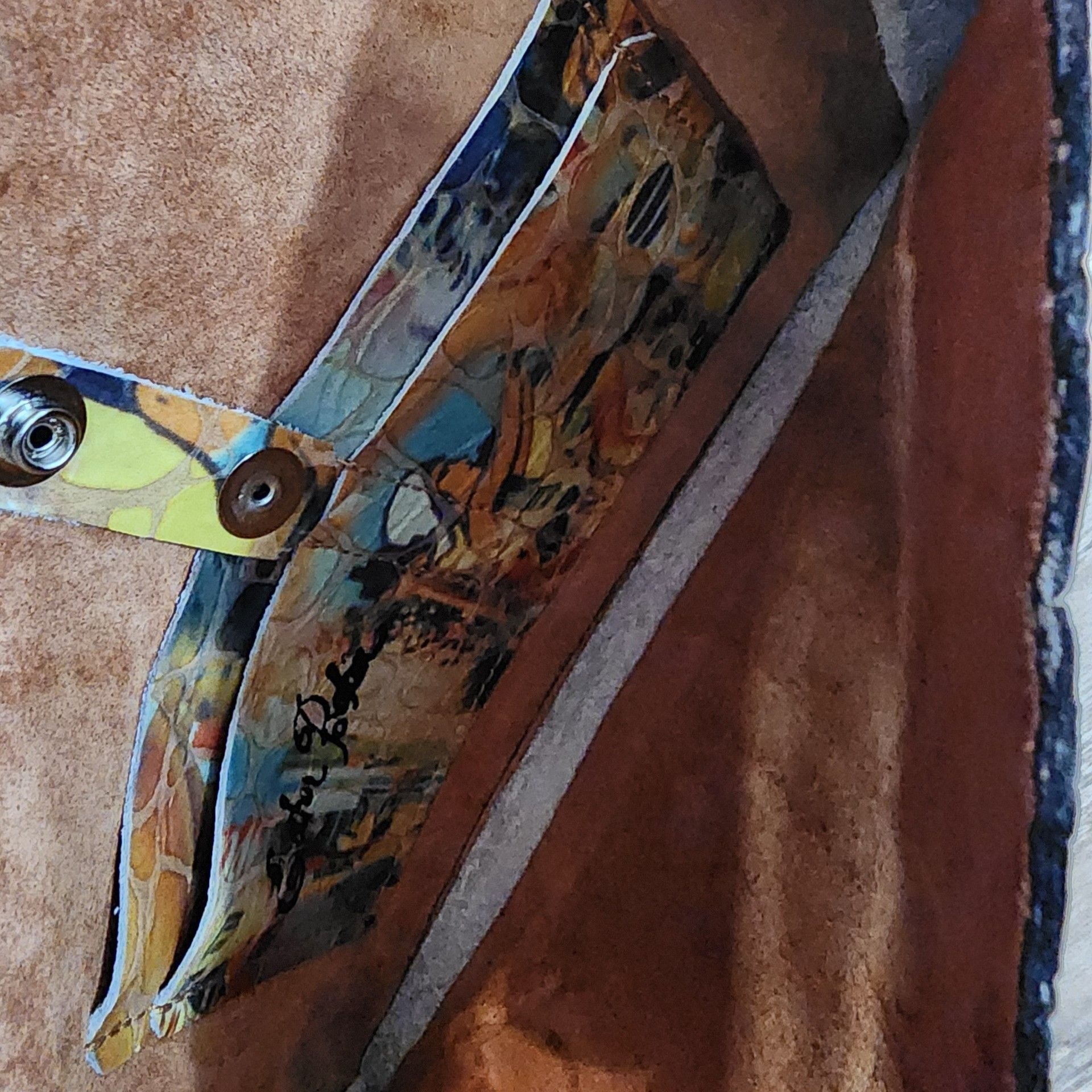 Esther Boken Vintage Embossed 'Bathing Beauty' Printed Leather Crossbody Bag 8