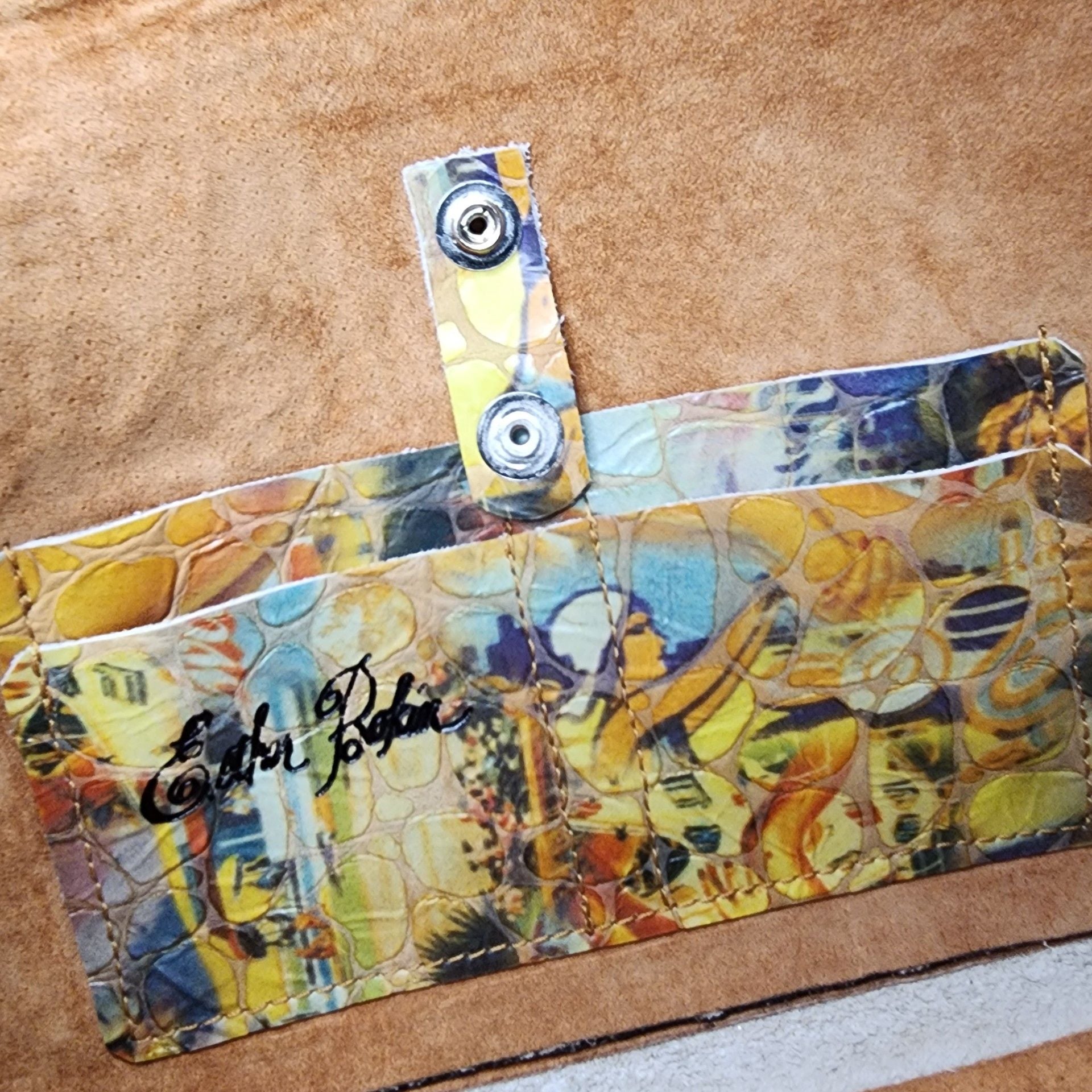 Esther Boken Vintage Embossed 'Bathing Beauty' Printed Leather Crossbody Bag 9