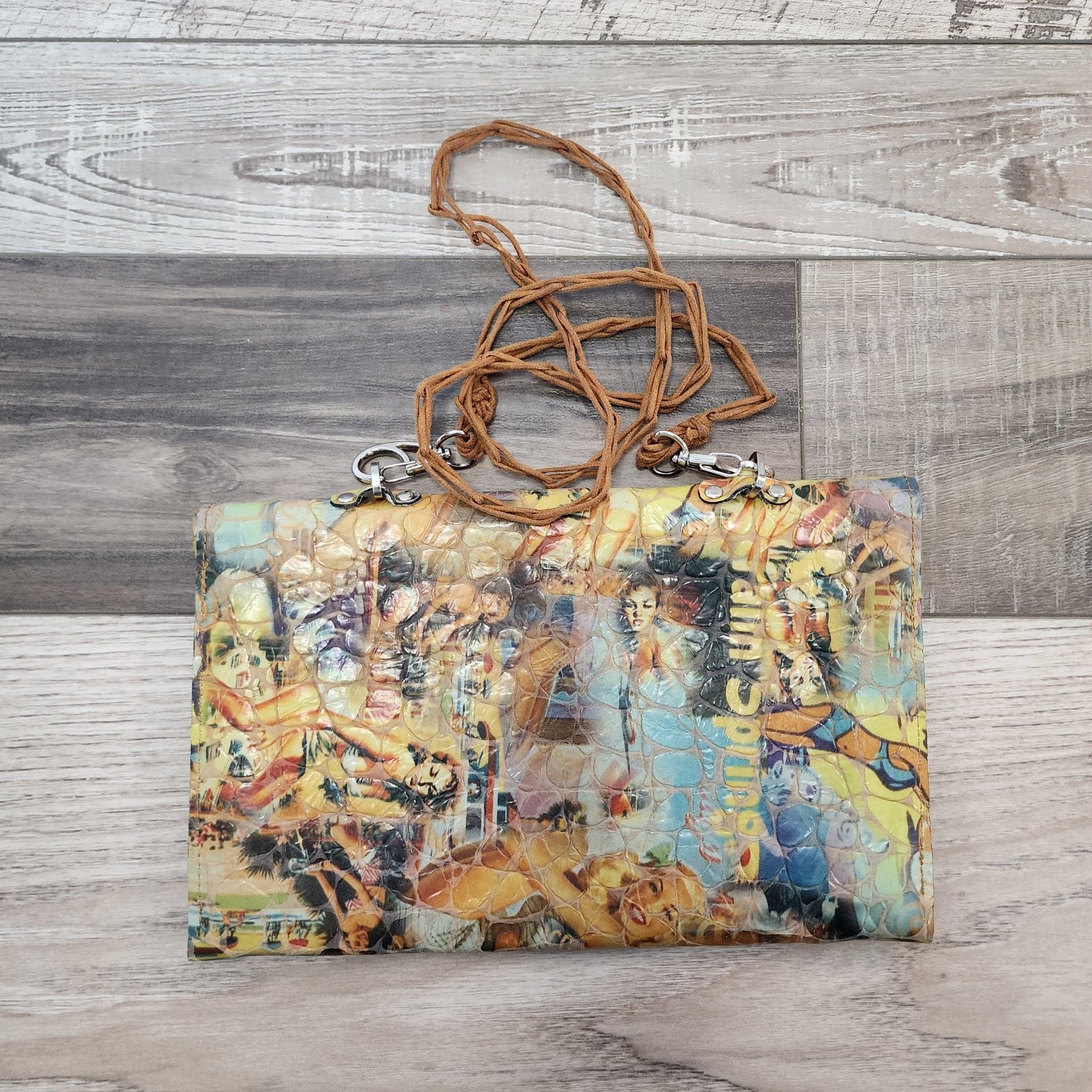 Esther Boken Vintage Embossed 'Bathing Beauty' Printed Leather Crossbody Bag 10