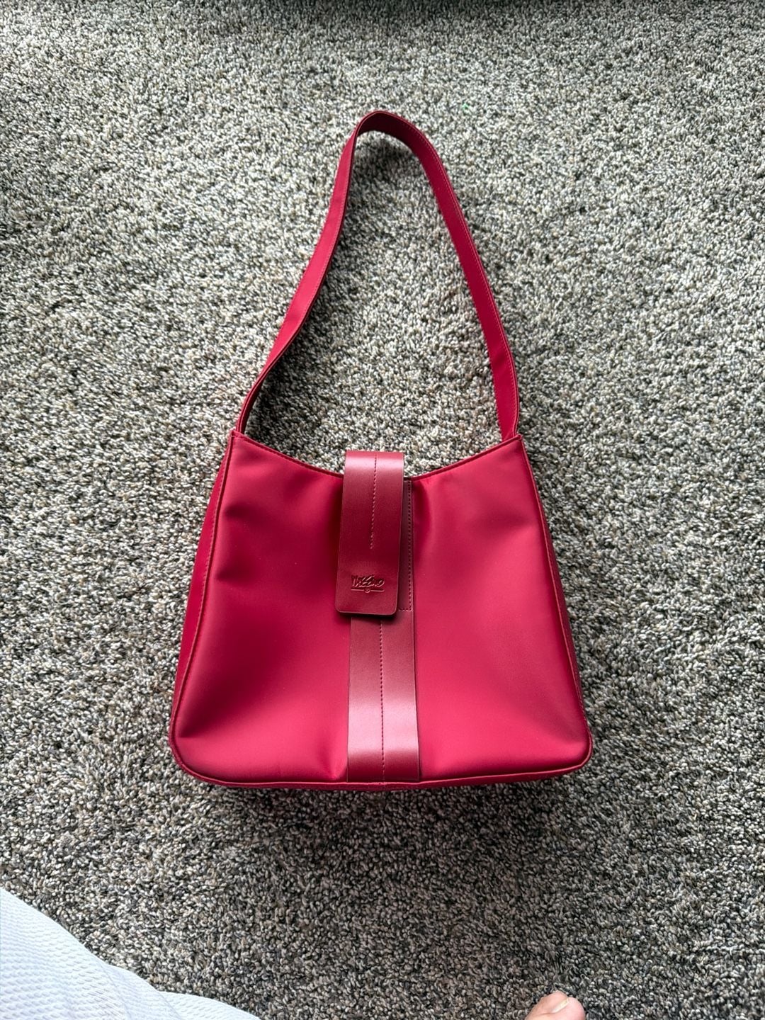 Vintage Mossimo Red Nylon Mini Shoulder Bag with Faux Leather Strap Detail 2