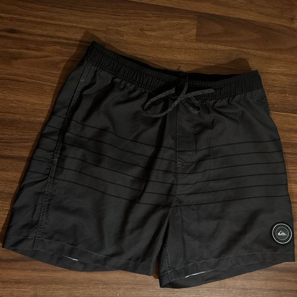 Mens medium Quiksilver Gray striped Volley shorts