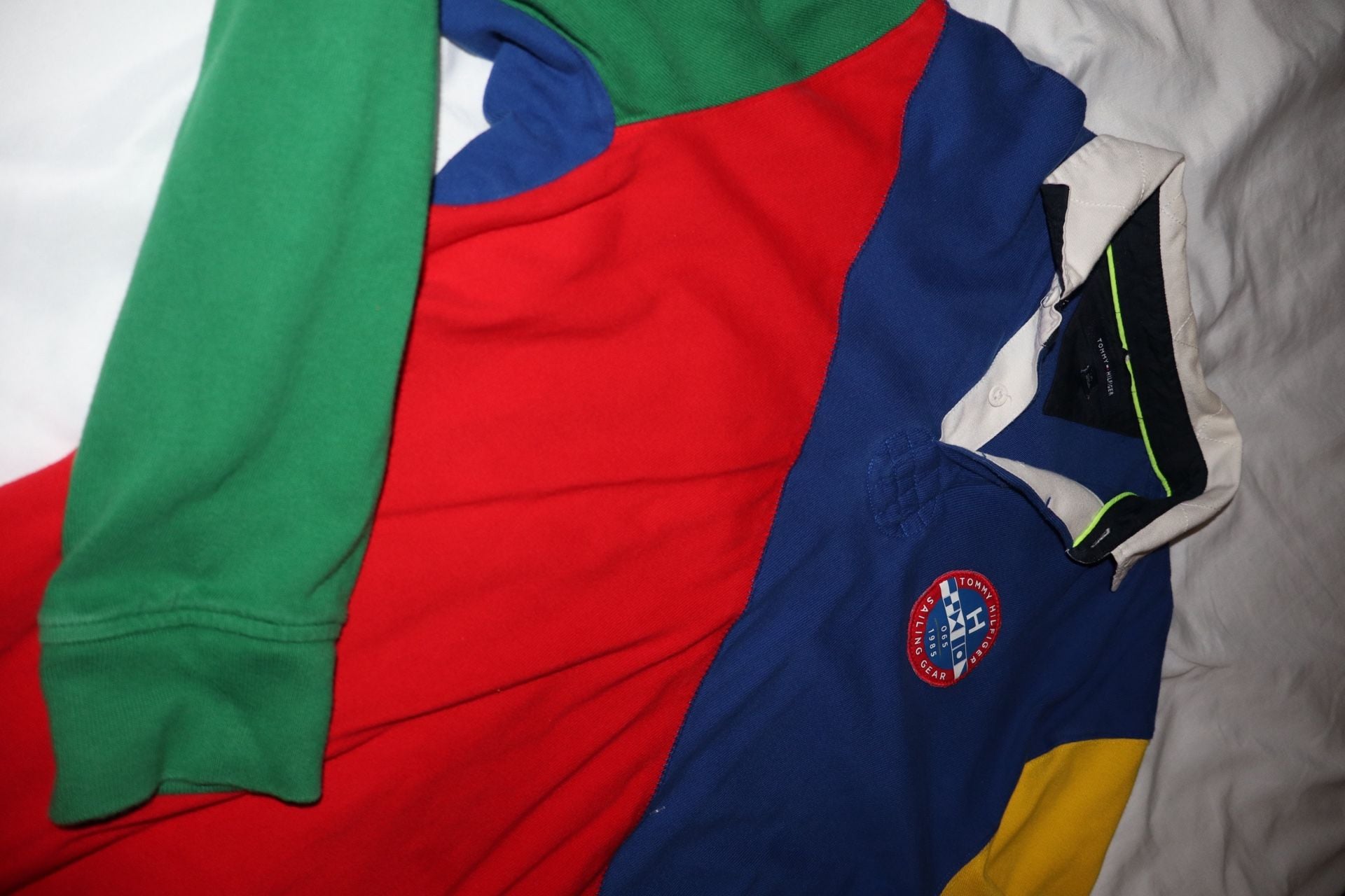 TOMMY HILFIGER multicolored Long Sleeve Rugby Shirt - Mens sz Medium 3