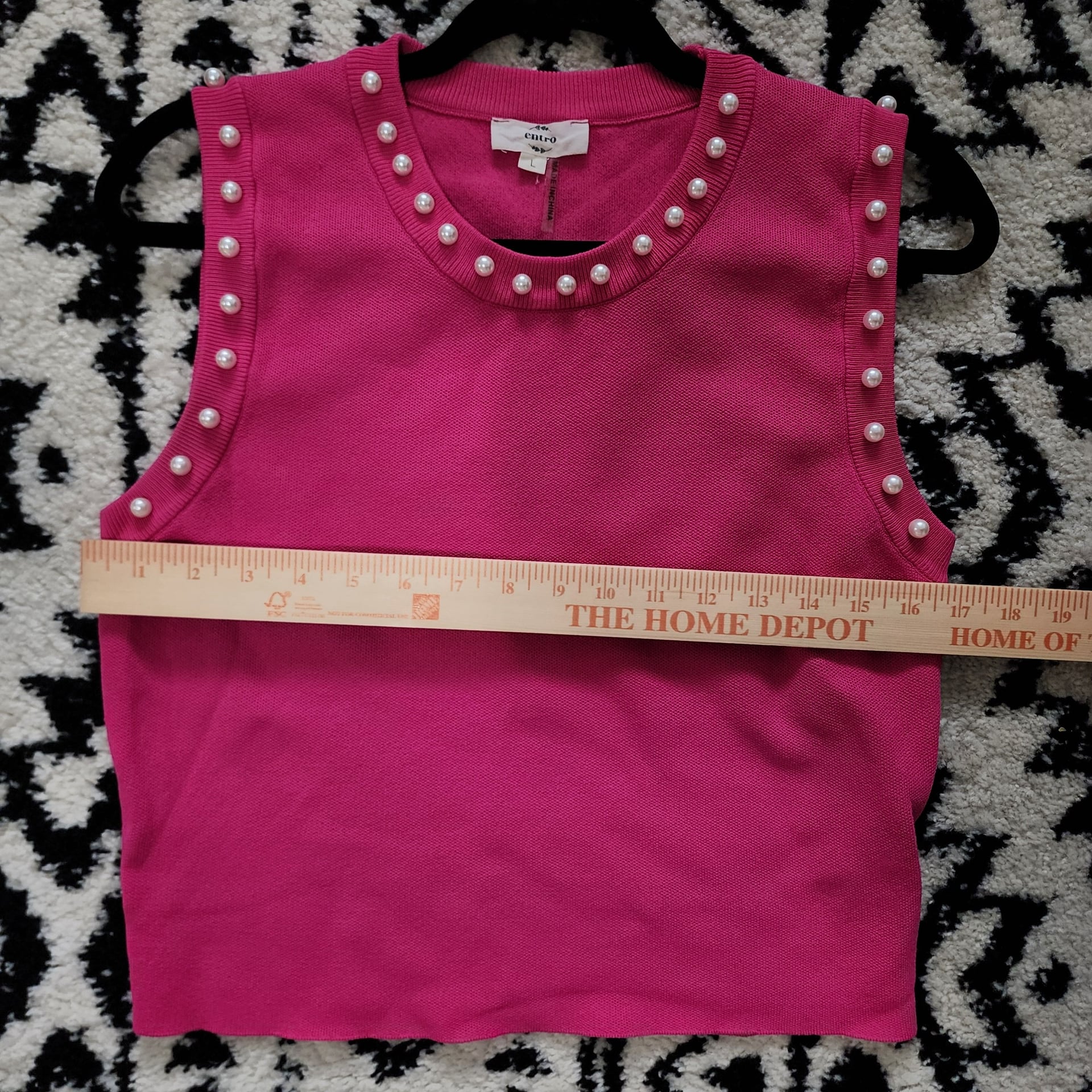 Entro Fuchsia Pearl Trim Sleeveless Knit Sweater Tank Top 6