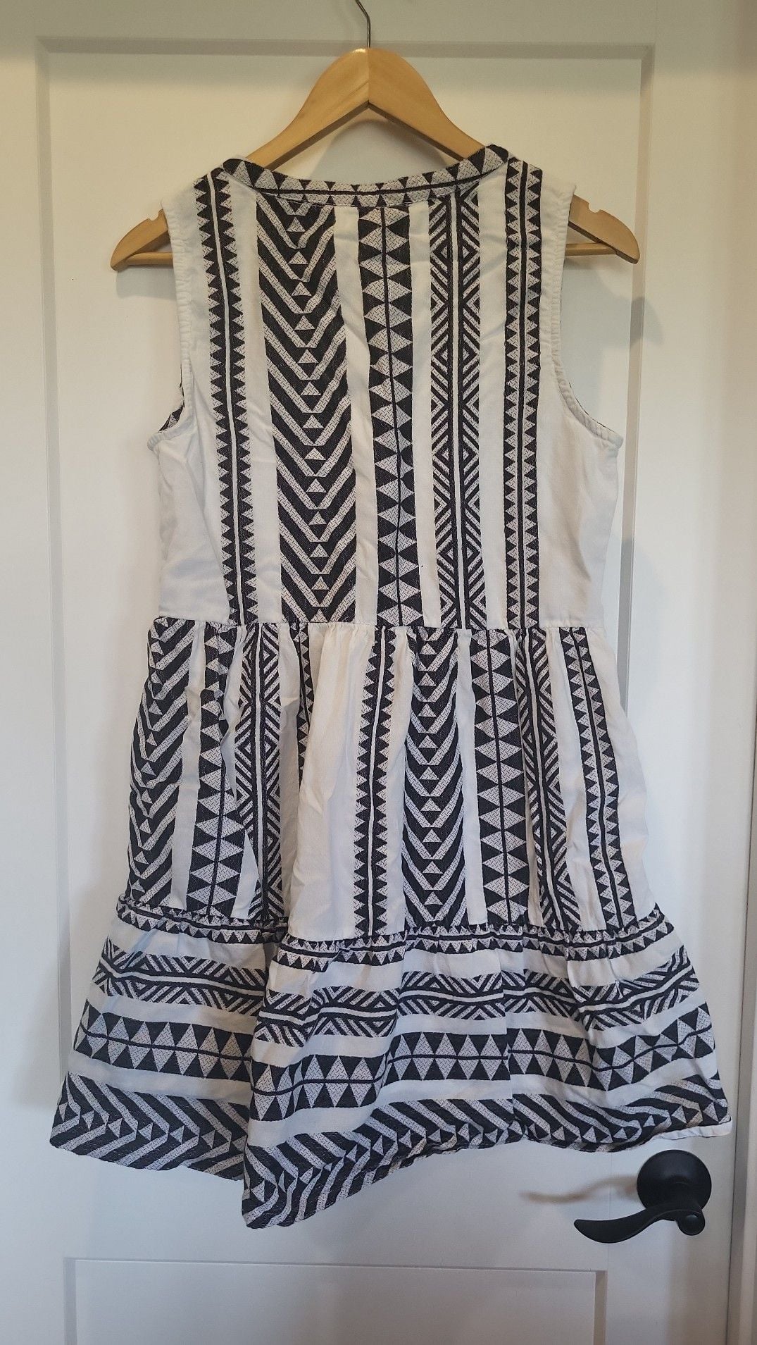 Tribal Western Geometric Geo-Print Sleeveless Tiered Mini Dress, M 3