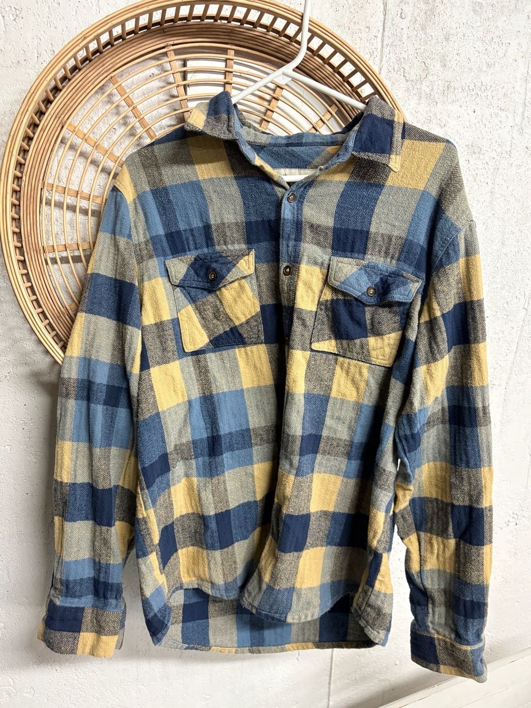 Field & Stream Blue Olive Green Buffalo Plaid Flannel Shirt Outdoor large 2