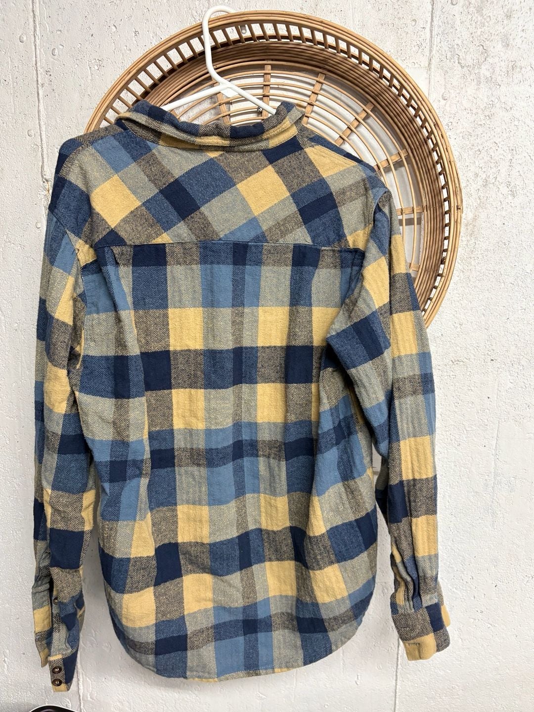 Field & Stream Blue Olive Green Buffalo Plaid Flannel Shirt Outdoor large 3