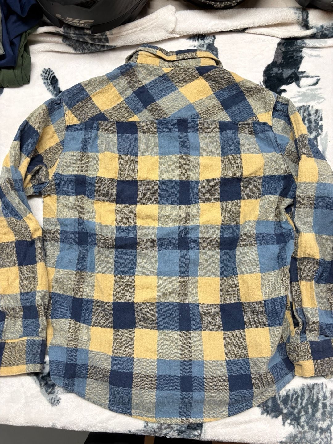 Field & Stream Blue Olive Green Buffalo Plaid Flannel Shirt Outdoor large 5