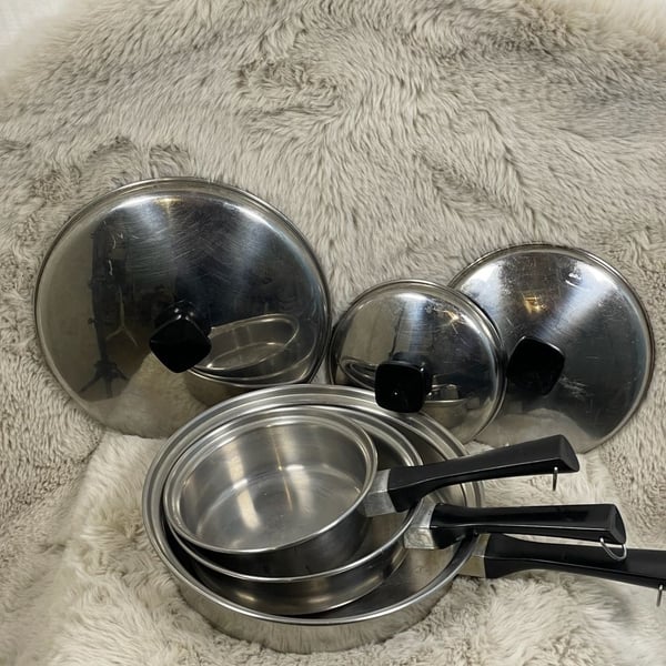 Vintage Fashion Manor J.C. Penney Stainless Steel Pot/Pan Set w/Lids - 6 Piece