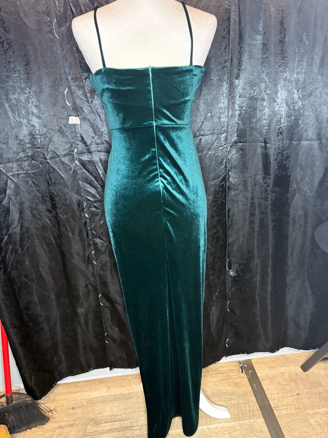Chic Dark Green Velvet Dress - Velvet Bodycon Wrap Dress - , 3