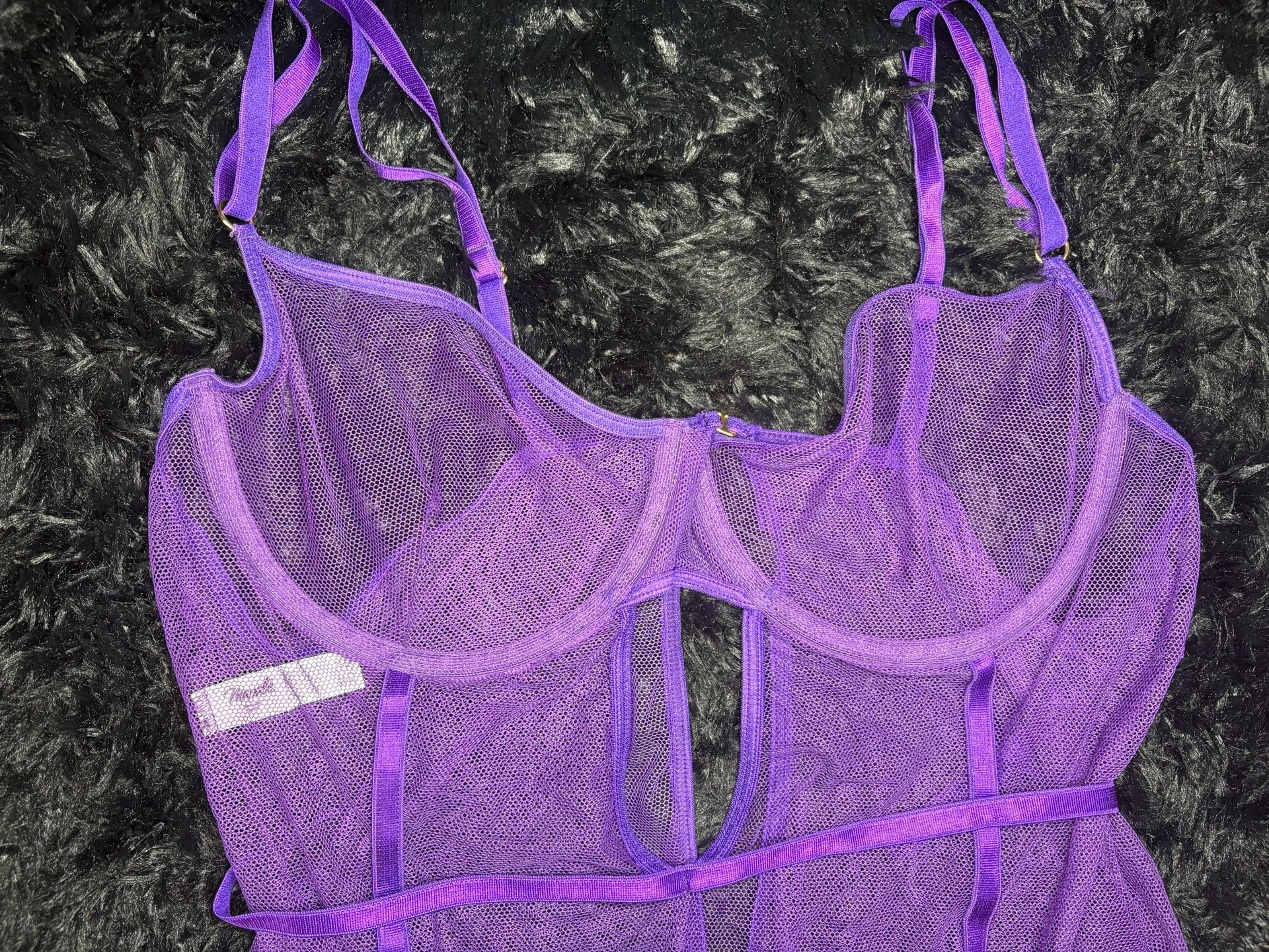 Savage Purple Sheer Women's One Piece Bodysuit Adjustable Strap Underwired 3