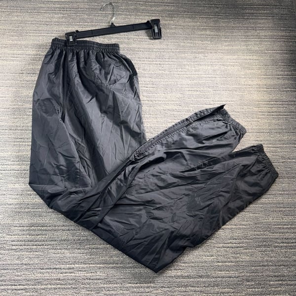 Vintage 90s Nike Tonal Embroidered Logo Nylon Track Pants Size XL Black