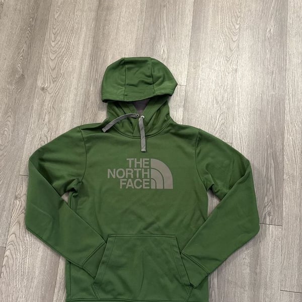 The North Face Mens Hoodie Pullover Olive Green Logo Relaxed Fit