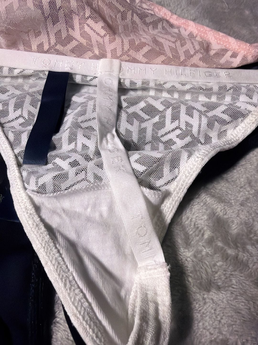 Tommy Hilfiger Women's 3-Pack TH Cube Monogram Mesh G-String Panties 6