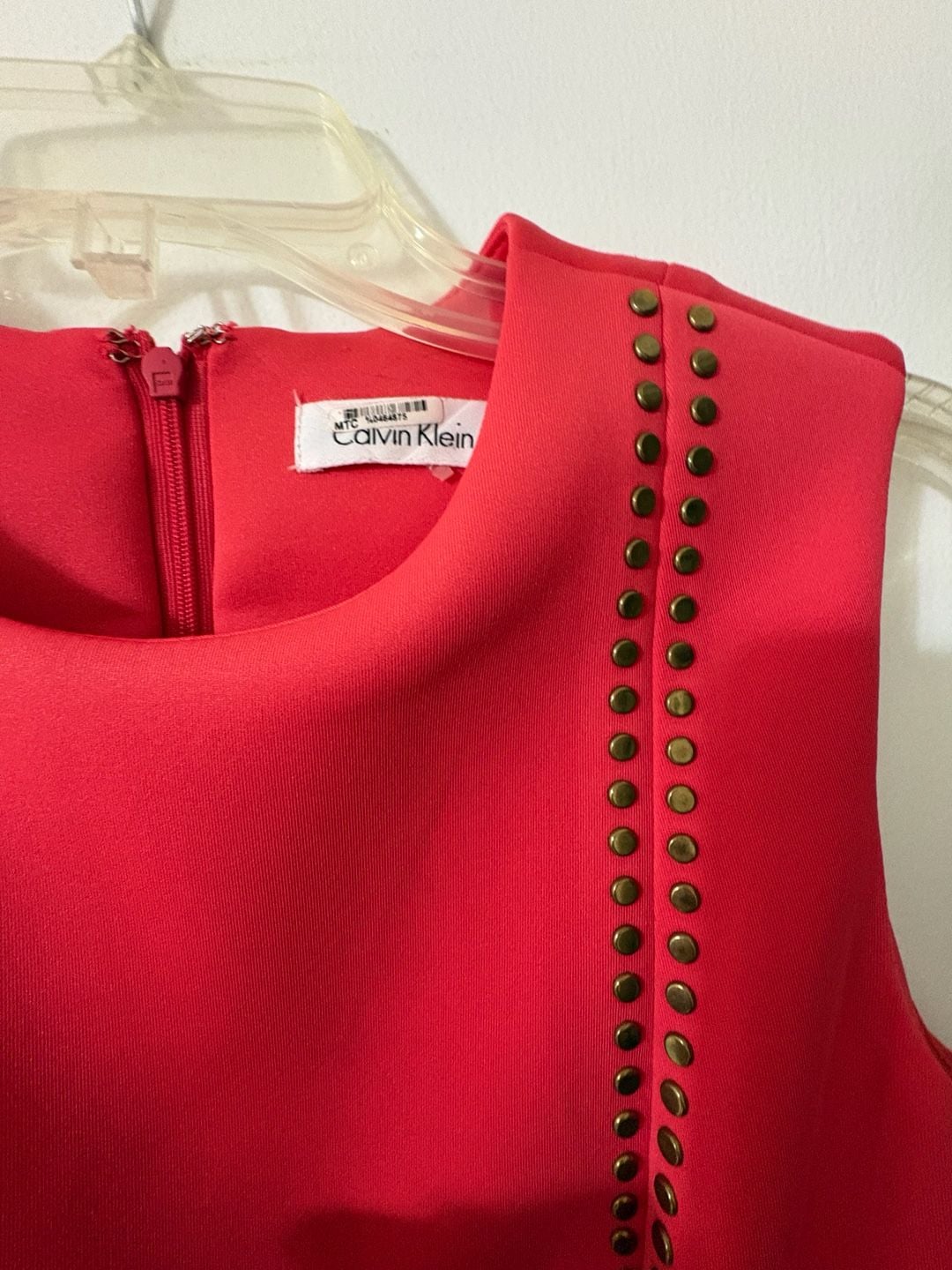 Calvin Klein Sleeveless Studded Sheath Dress in coral 4